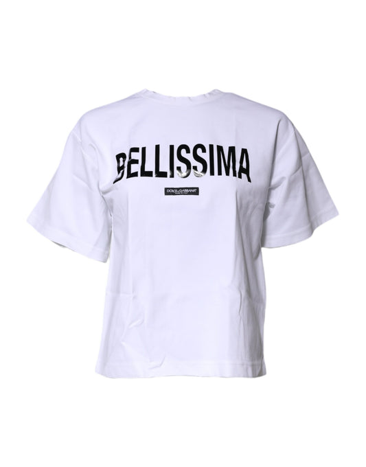 White Bellissima Cotton Crew Neck T-shirt