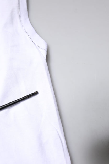 White Cotton Sleeveless Printed Tank T-shirt