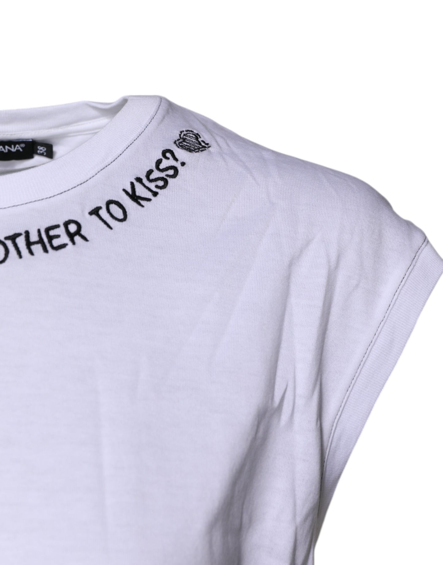 White Cotton Sleeveless Printed Tank T-shirt