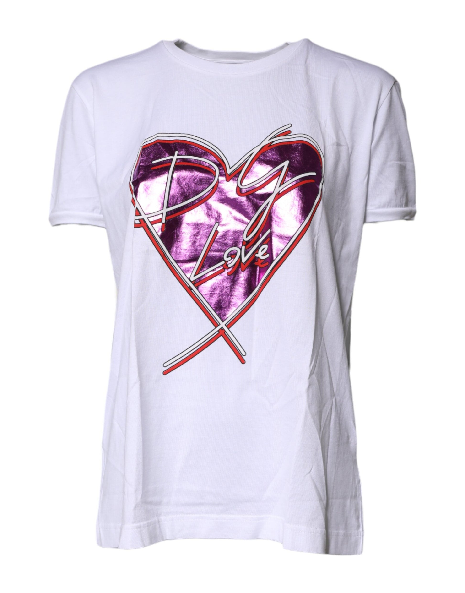 White Printed Cotton Round Neck Top T-shirt