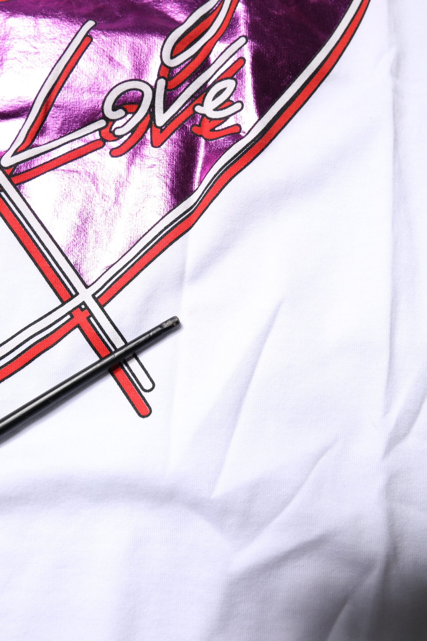 White Printed Cotton Round Neck Top T-shirt