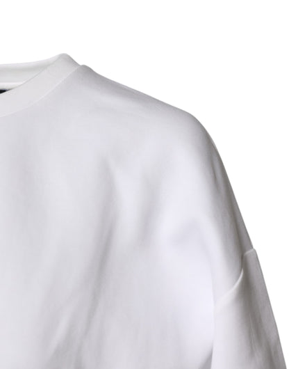 White Cotton Blend 3/4 Sleeves Blouse Top