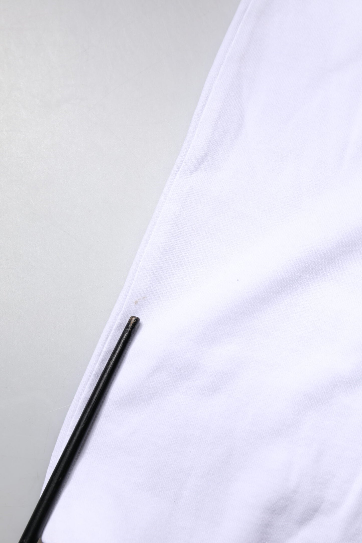 White Cotton Silk Blend Ascot Collar T-shirt