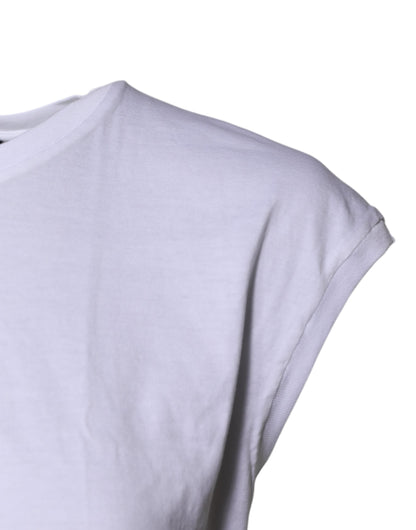 White Cotton Sleeveless Round Neck Tank Top