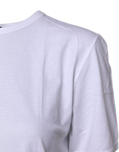 White Short Sleeves Round Neck Top T-shirt