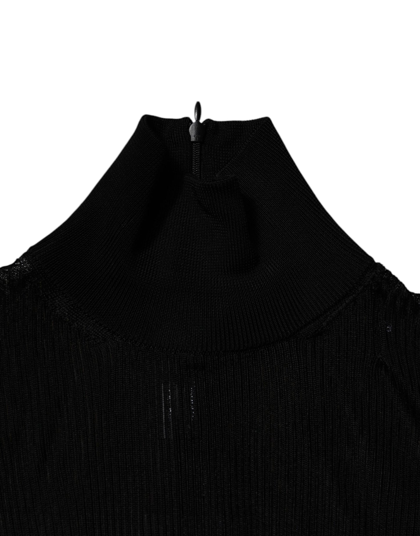 Black Knit Long Sleeves Turtleneck Slim Top