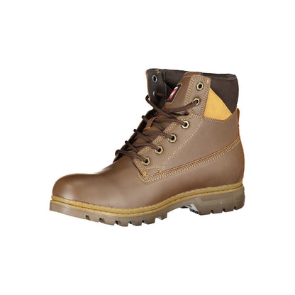 Brown Polyester Men Boot