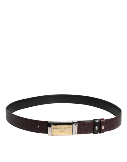 Black Brown Leather Metal Buckle Reversible Belt
