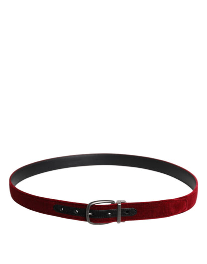 Red Velvet Black Metal Buckle Logo Belt