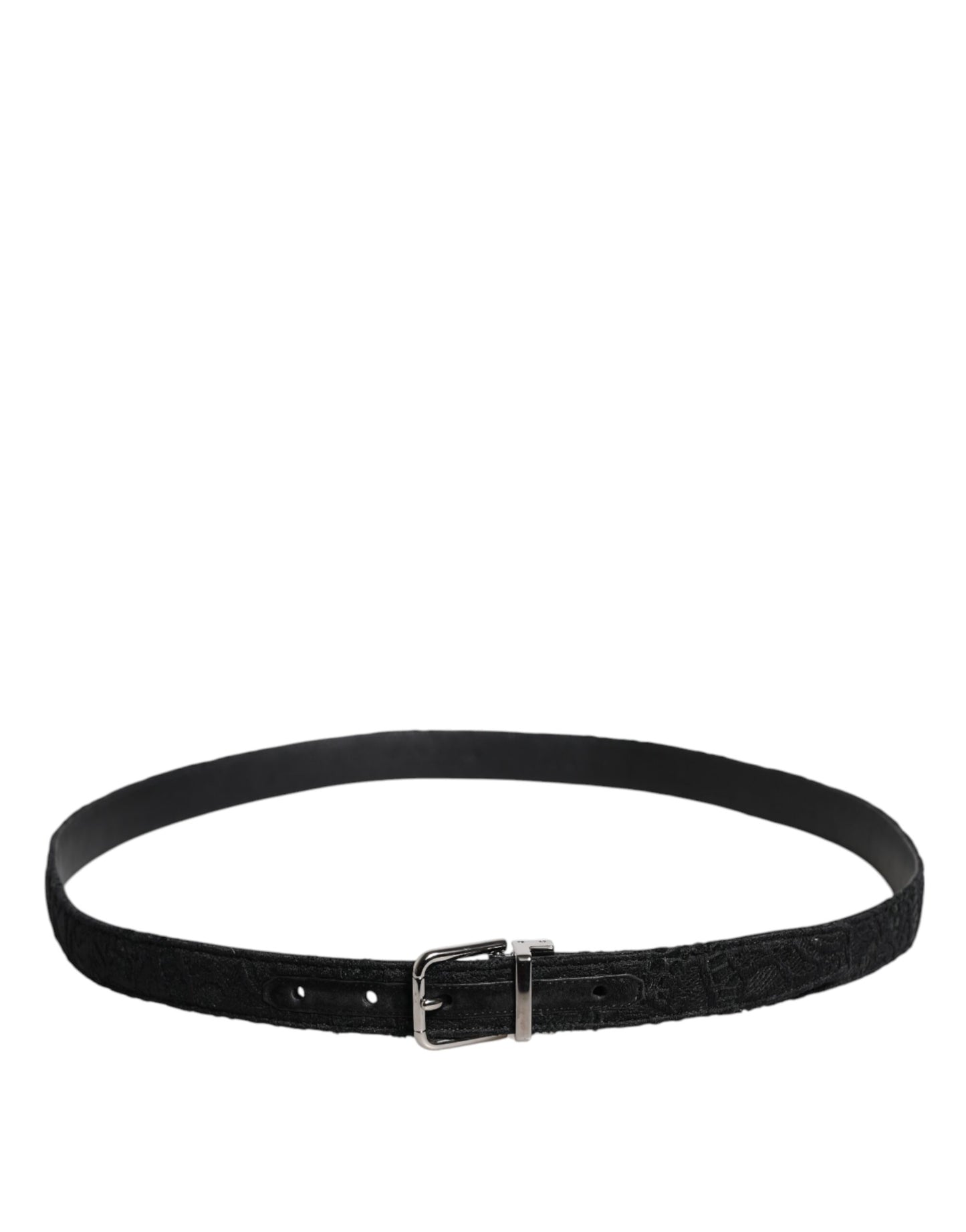 Black Cotton Blend Silver Metal Buckle Belt