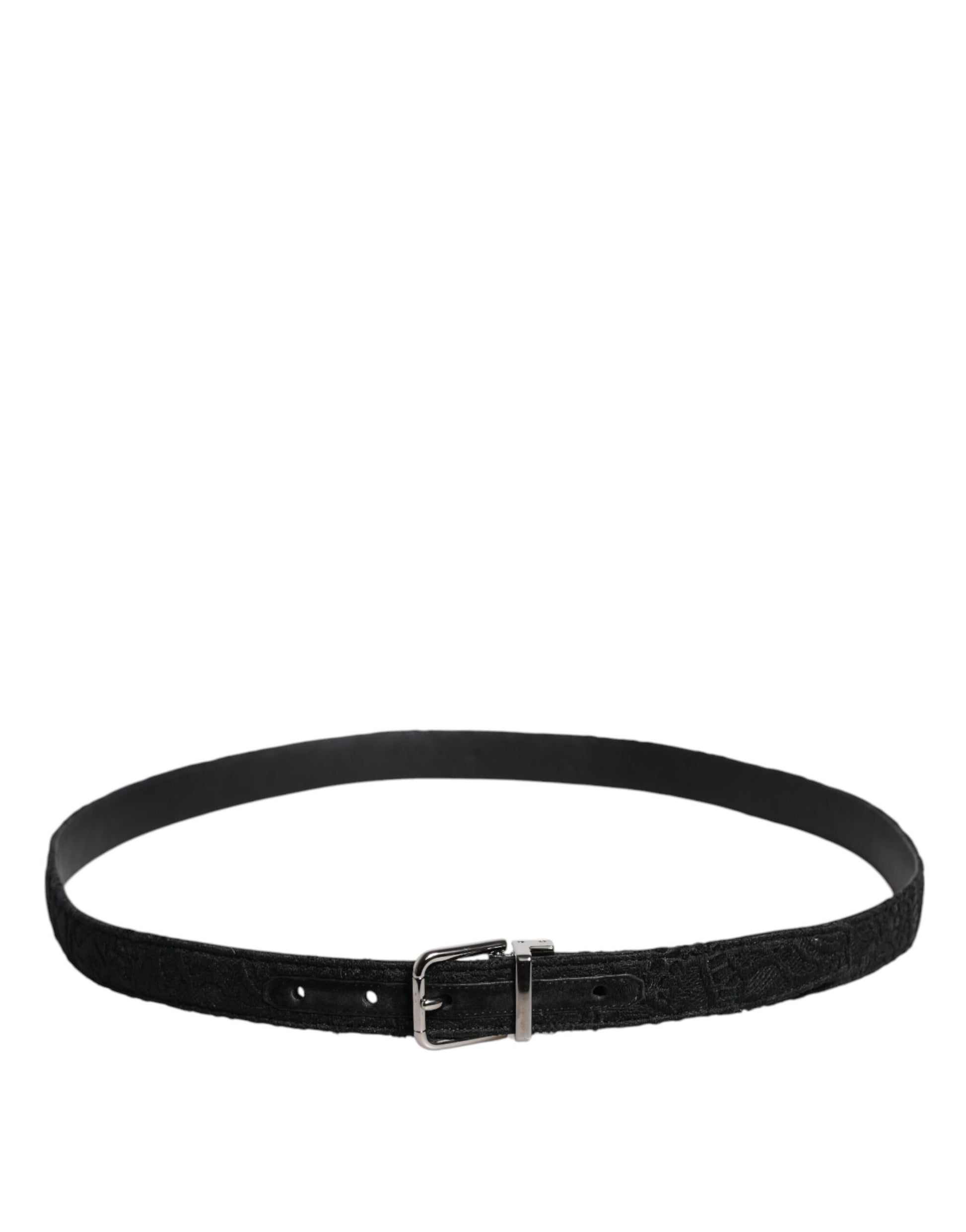 Black Cotton Blend Silver Metal Buckle Belt
