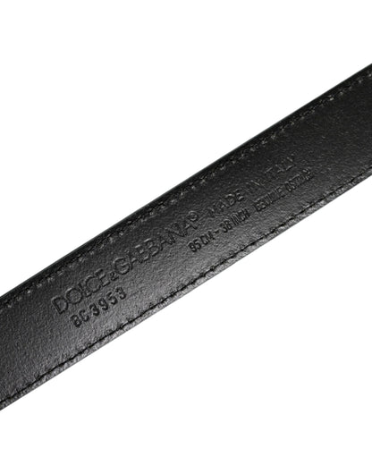 Green Leather Silver Tone Metal Buckle Belt