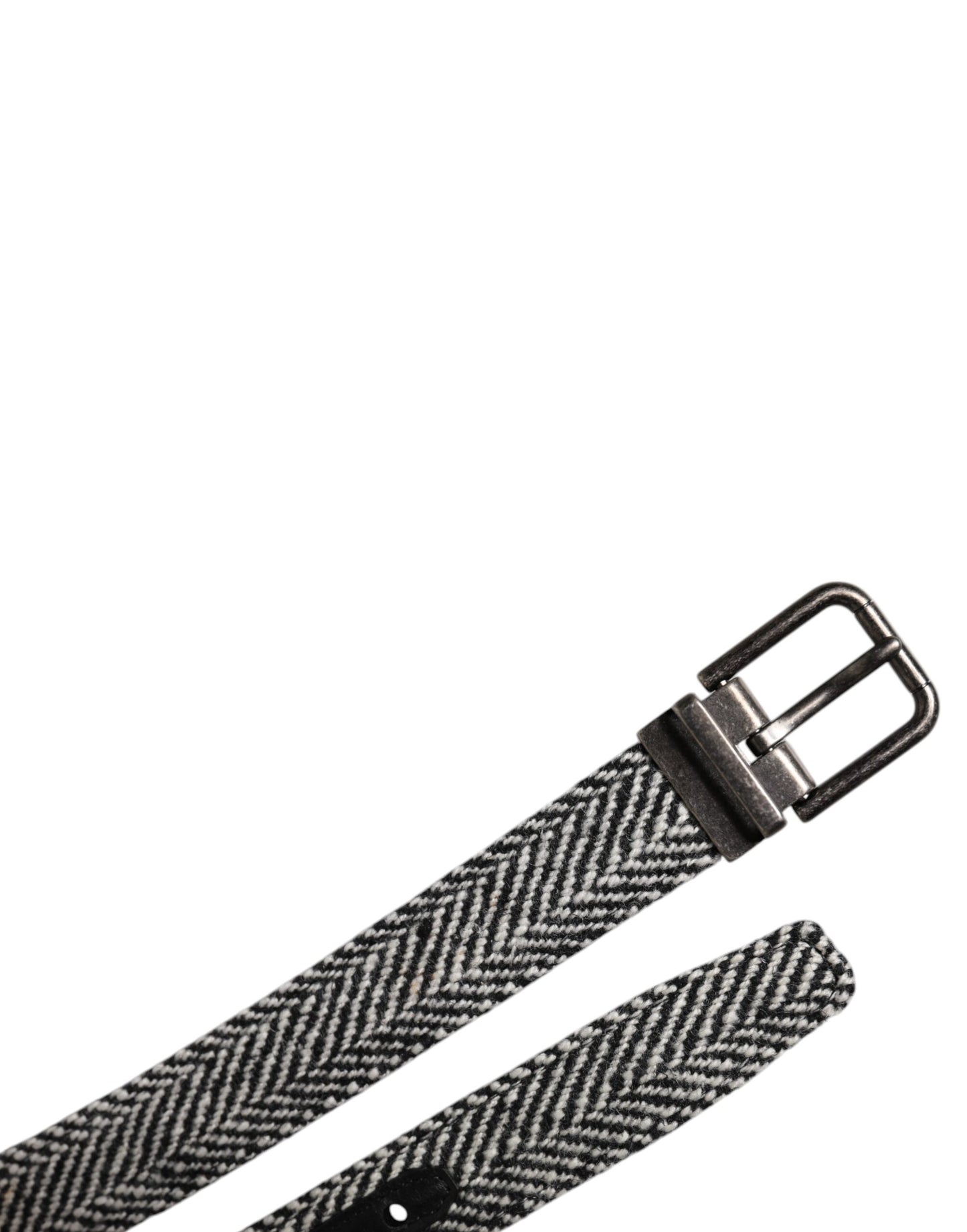 Black White Silver Tone Metal Buckle Belt