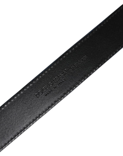 Blue Beige Leather Weaved Metal Buckle Belt