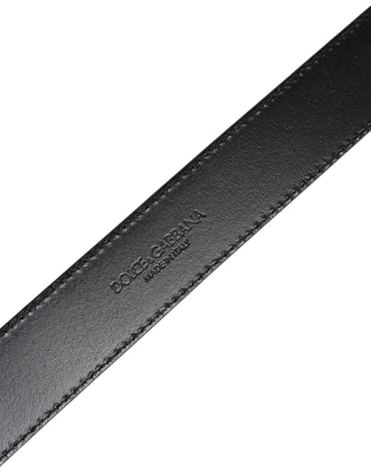 Silver Leather Classic Metal Logo Buckle Belt