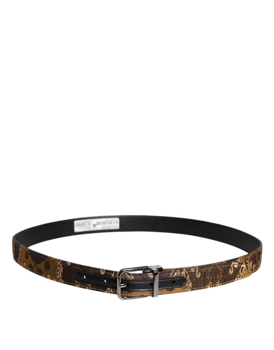 Multicolor Jacquard Leather Logo Buckle Belt