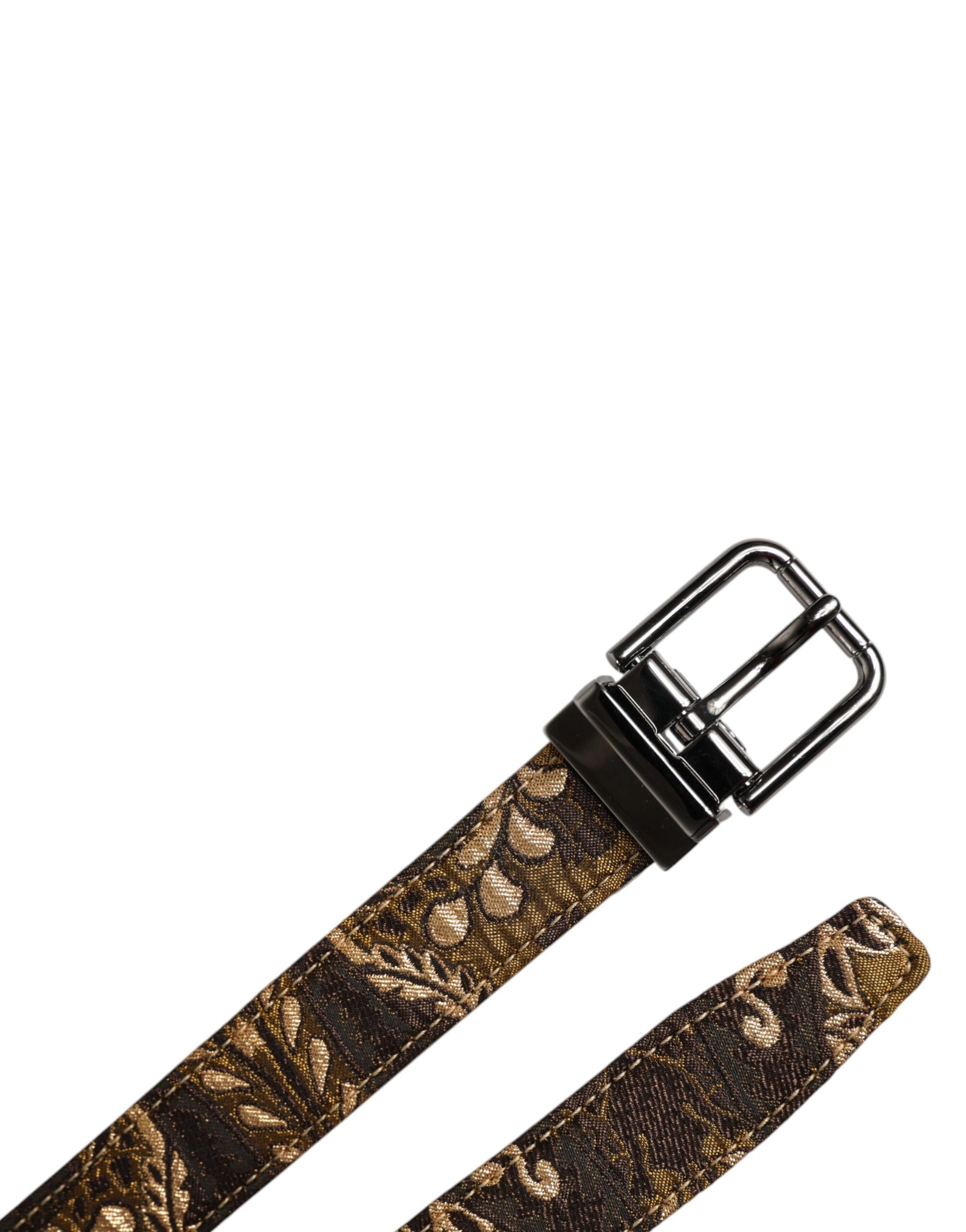 Multicolor Jacquard Leather Logo Buckle Belt