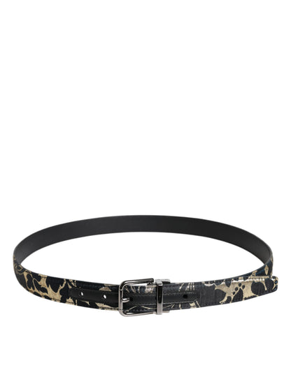 Multicolor Jacquard Leather Logo Buckle Belt