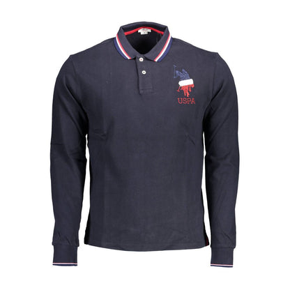 Blue Cotton Men Polo Shirt