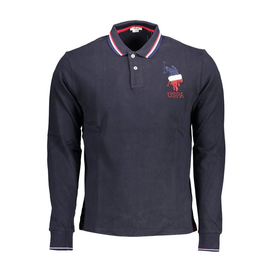Blue Cotton Men Polo Shirt