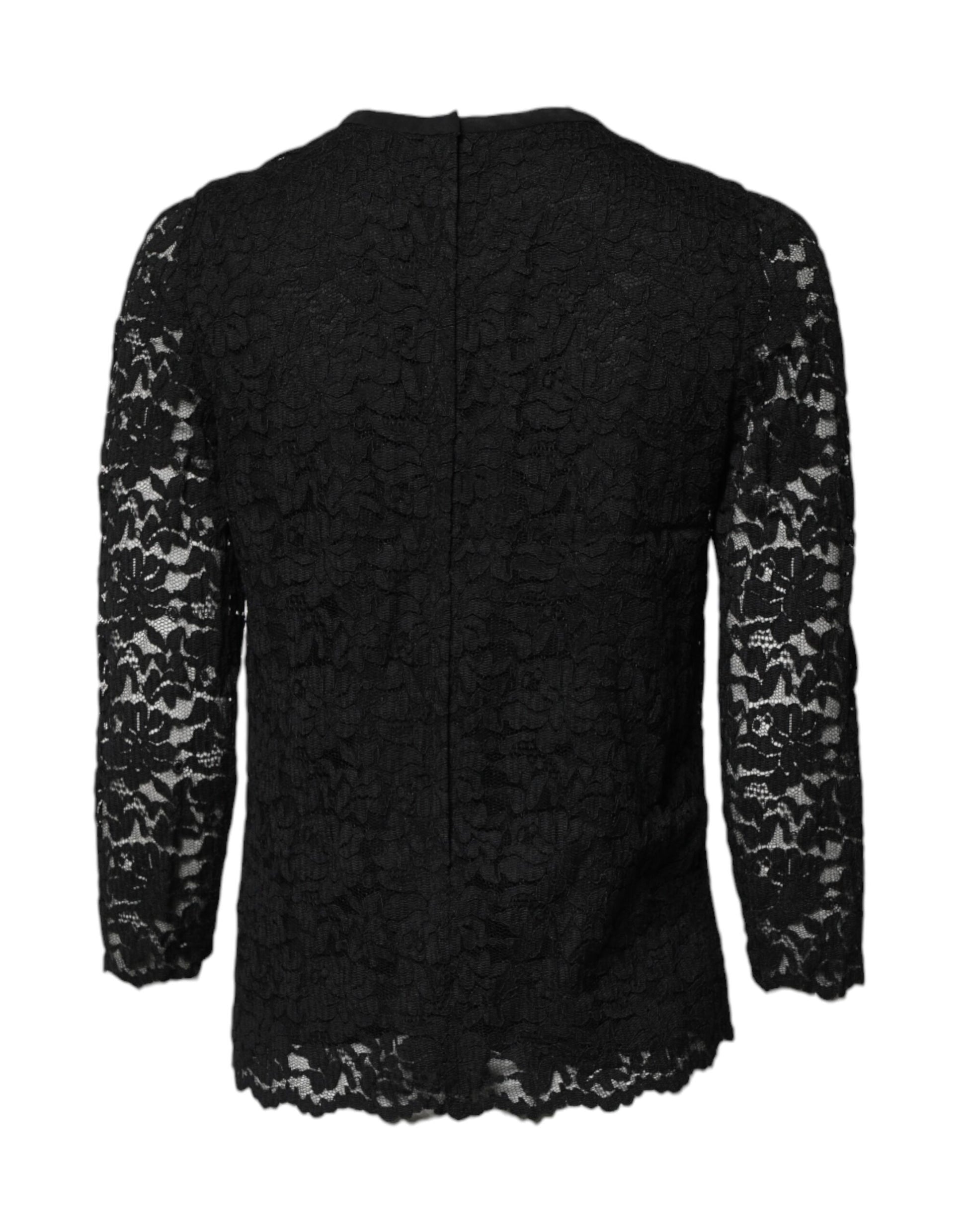 Black Lace STAFF Crew Neck Long Sleeves Top