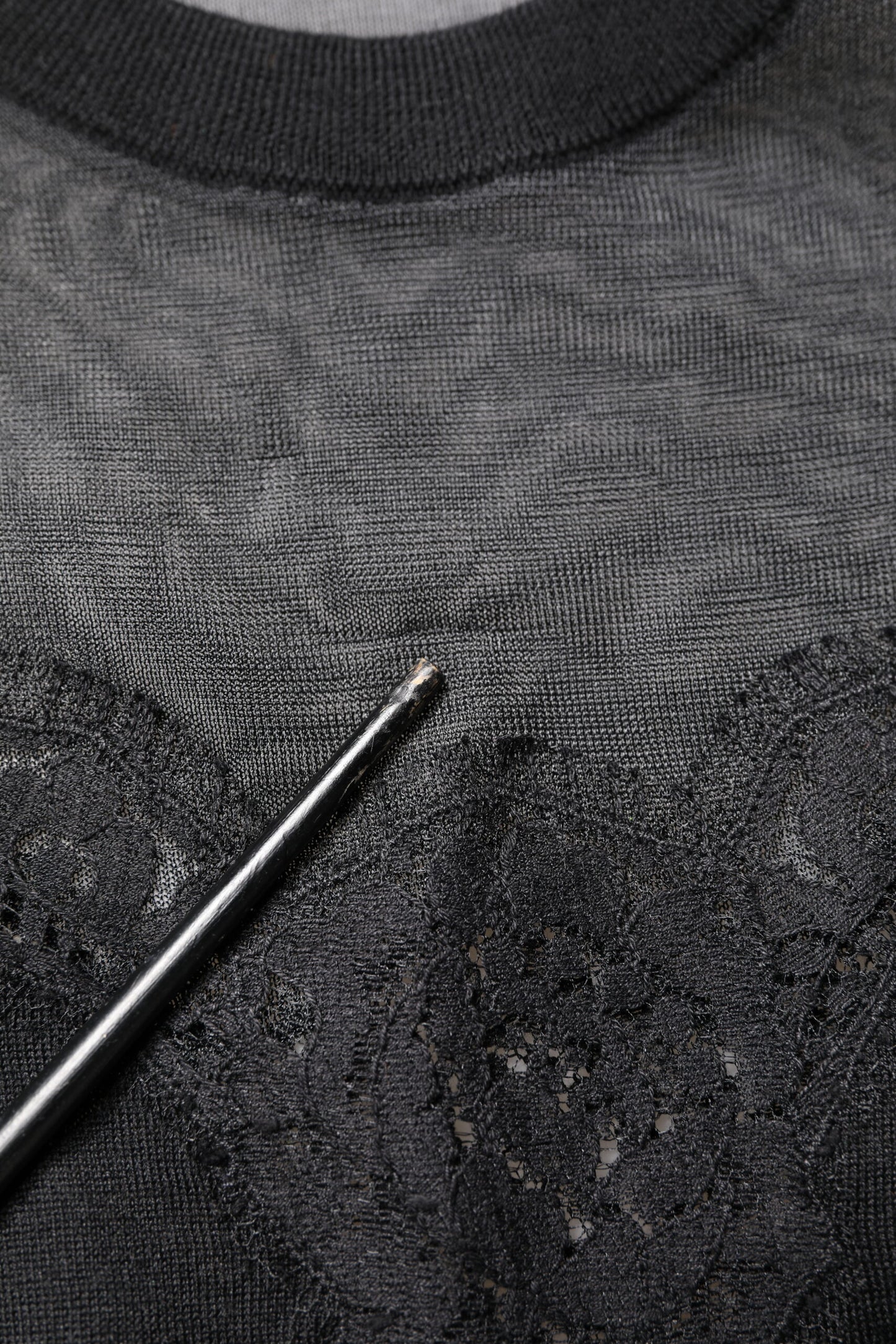 Black Lace Sheer Crew Neck Sleeveless Top