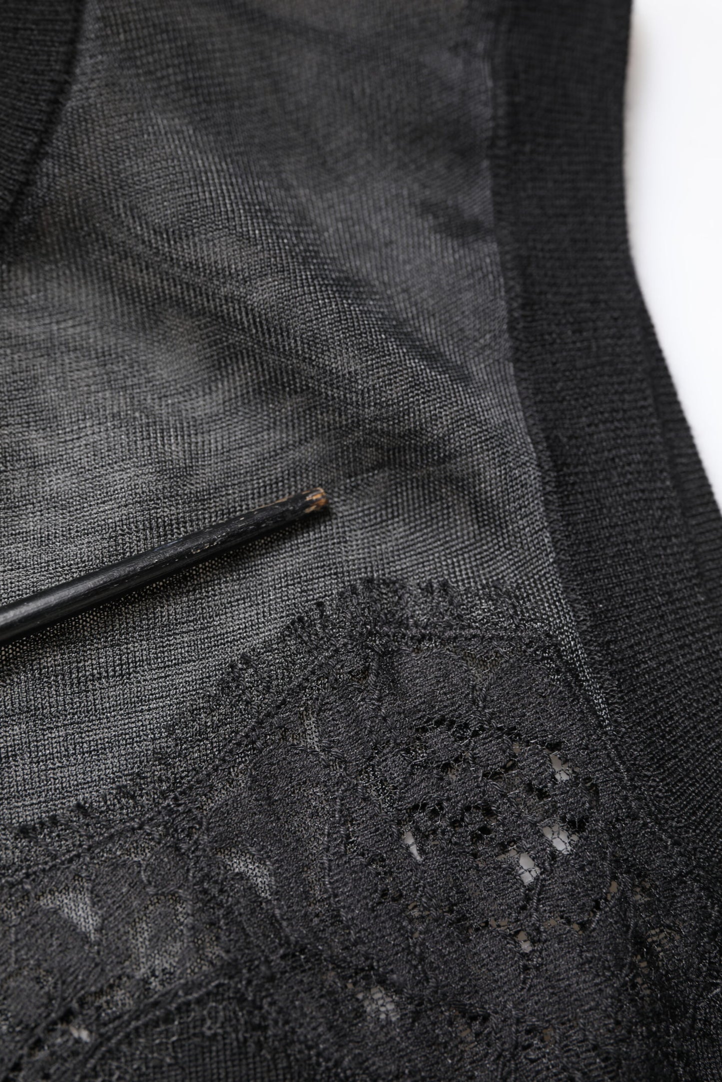 Black Lace Sheer Crew Neck Sleeveless Top