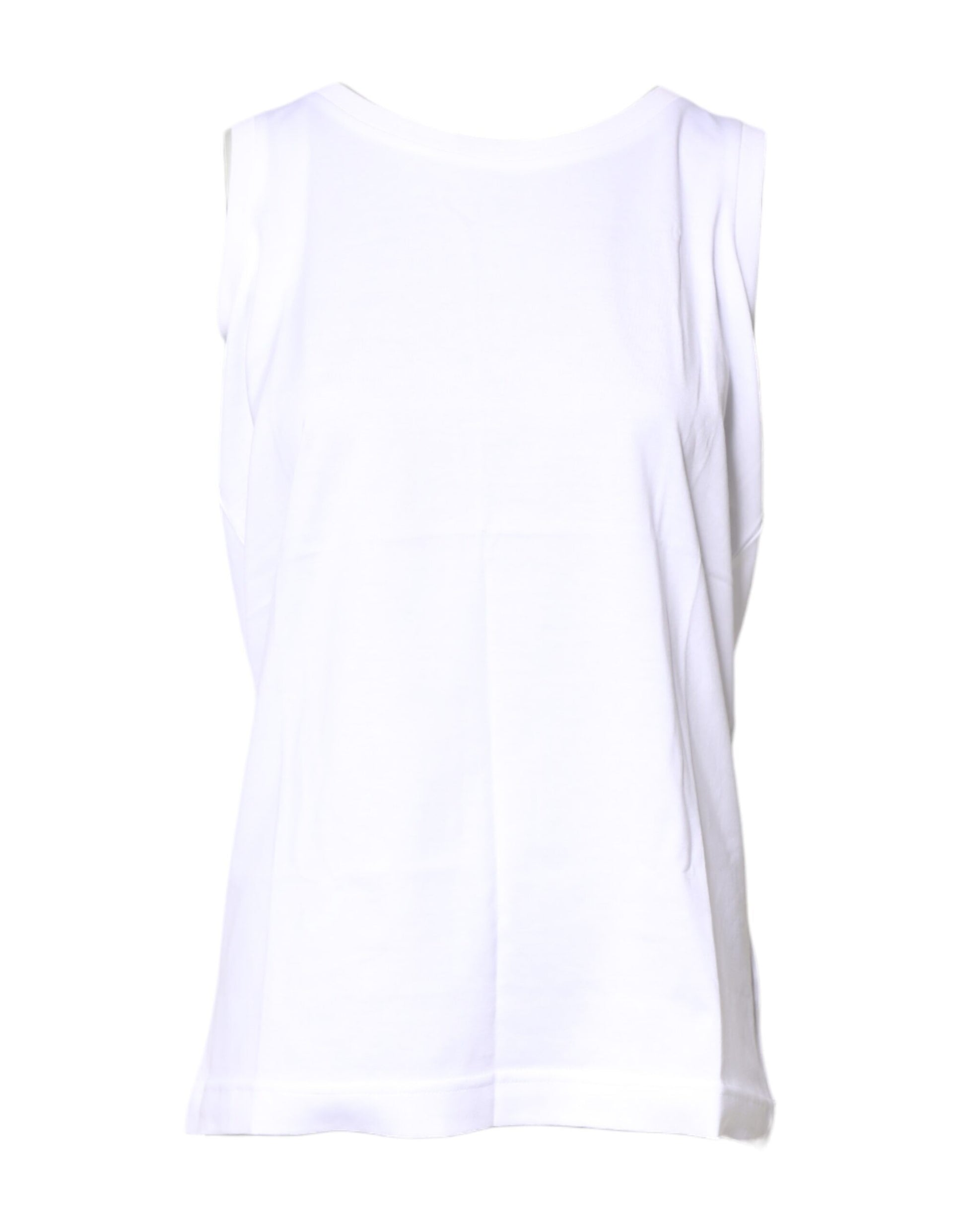 White Cotton Sleeveless Crew Neck T-shirt