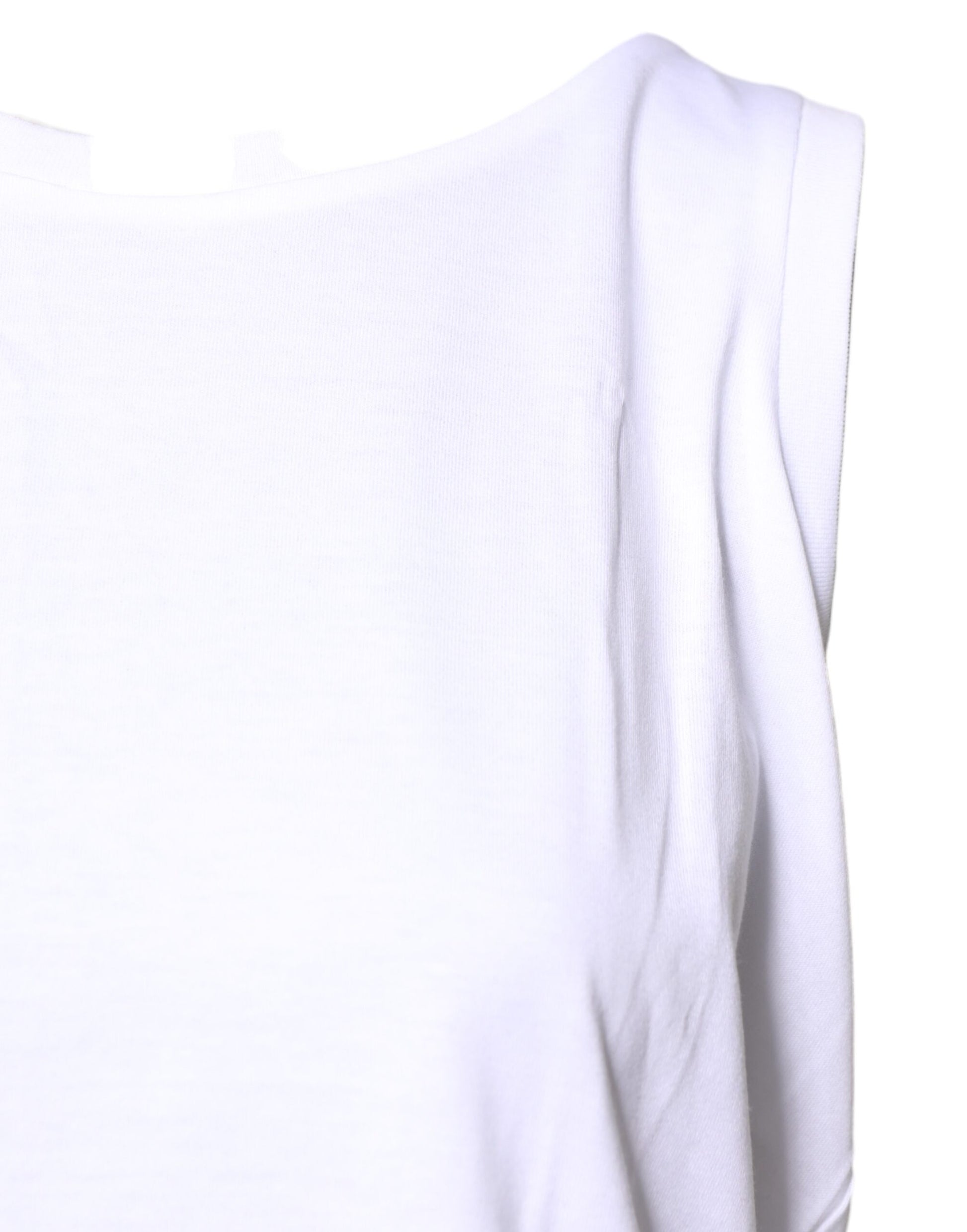 White Cotton Sleeveless Crew Neck T-shirt