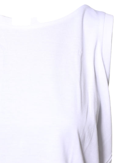 White Cotton Sleeveless Crew Neck T-shirt