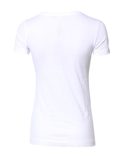 White Cotton Crew Neck Short Sleeves T-shirt