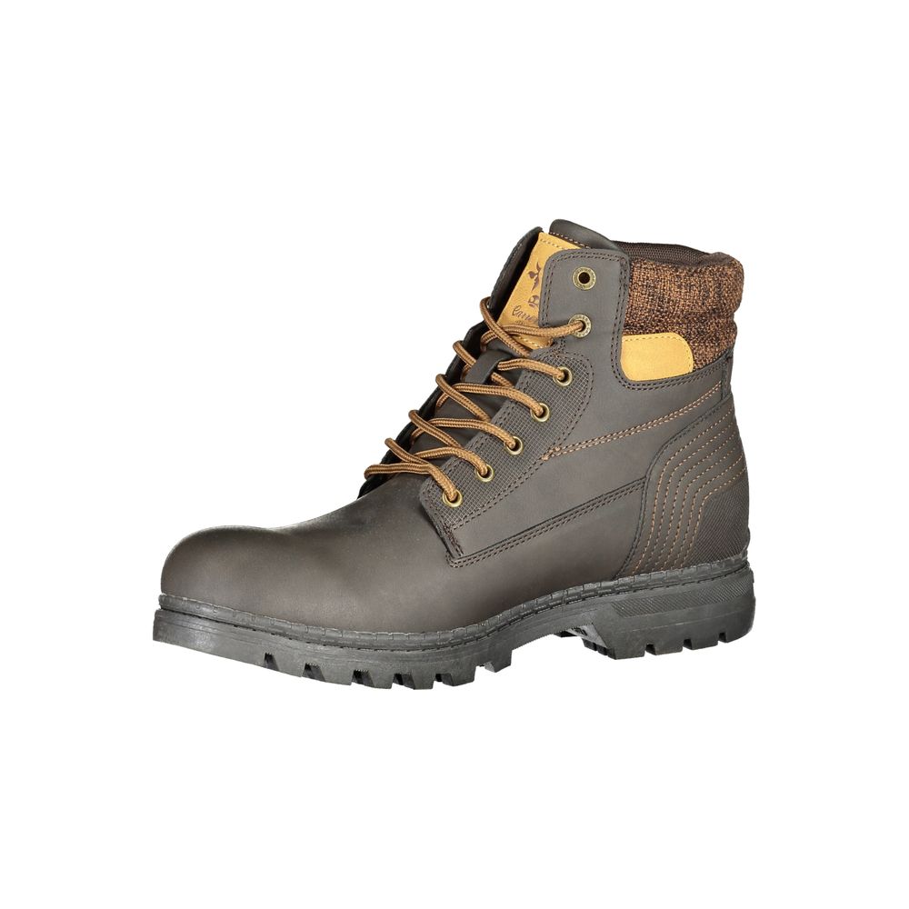 Brown Polyester Men Boot