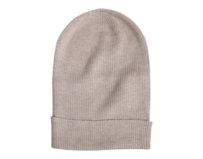Beige Cashmere Knitted Winter Beanie Hat
