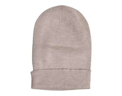 Beige Cashmere Knitted Winter Beanie Hat