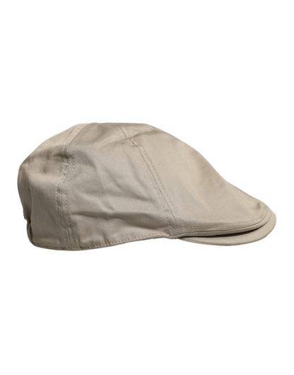 Beige Cotton Newsboy Capello Cabbie Hat