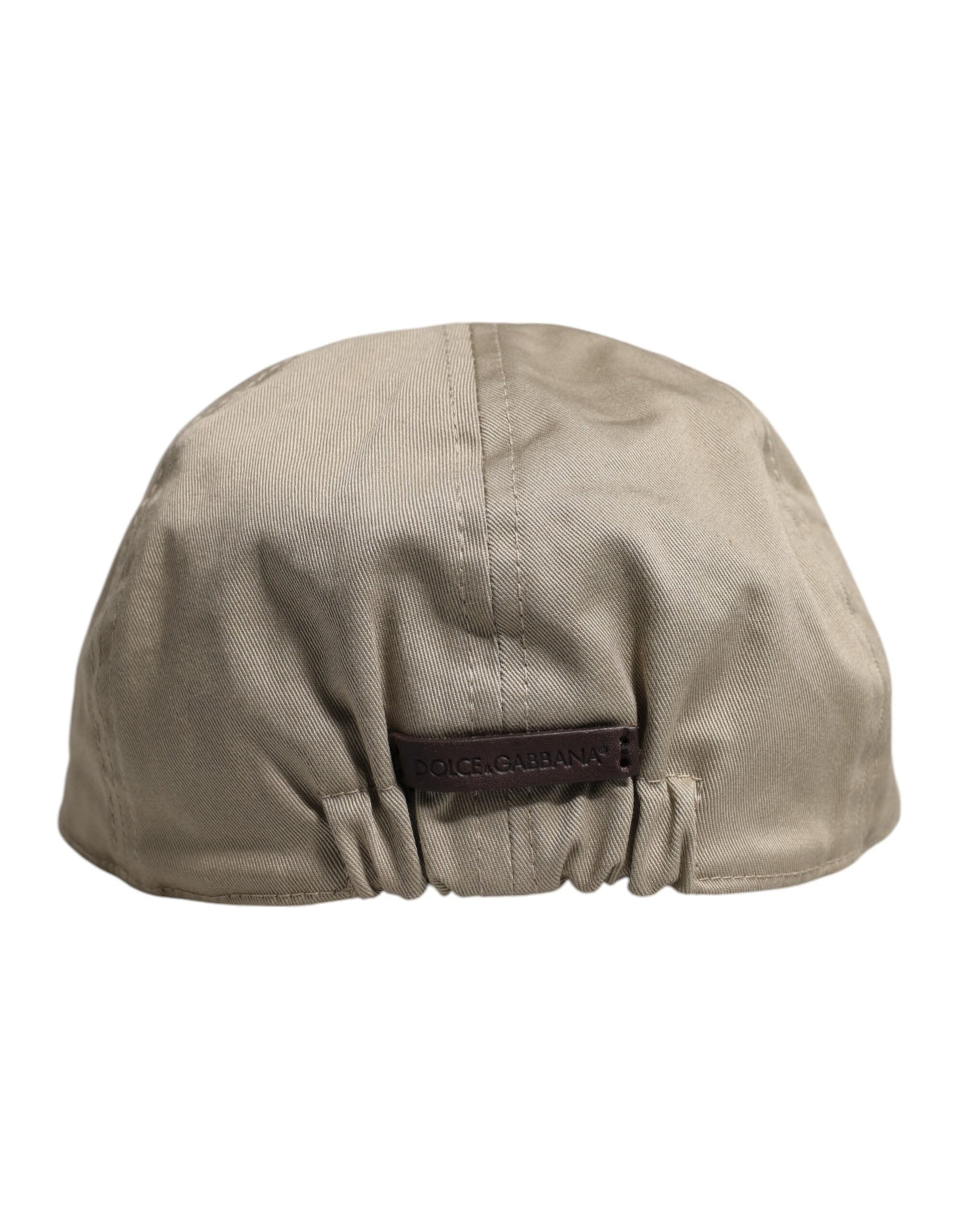 Beige Cotton Newsboy Capello Cabbie Hat