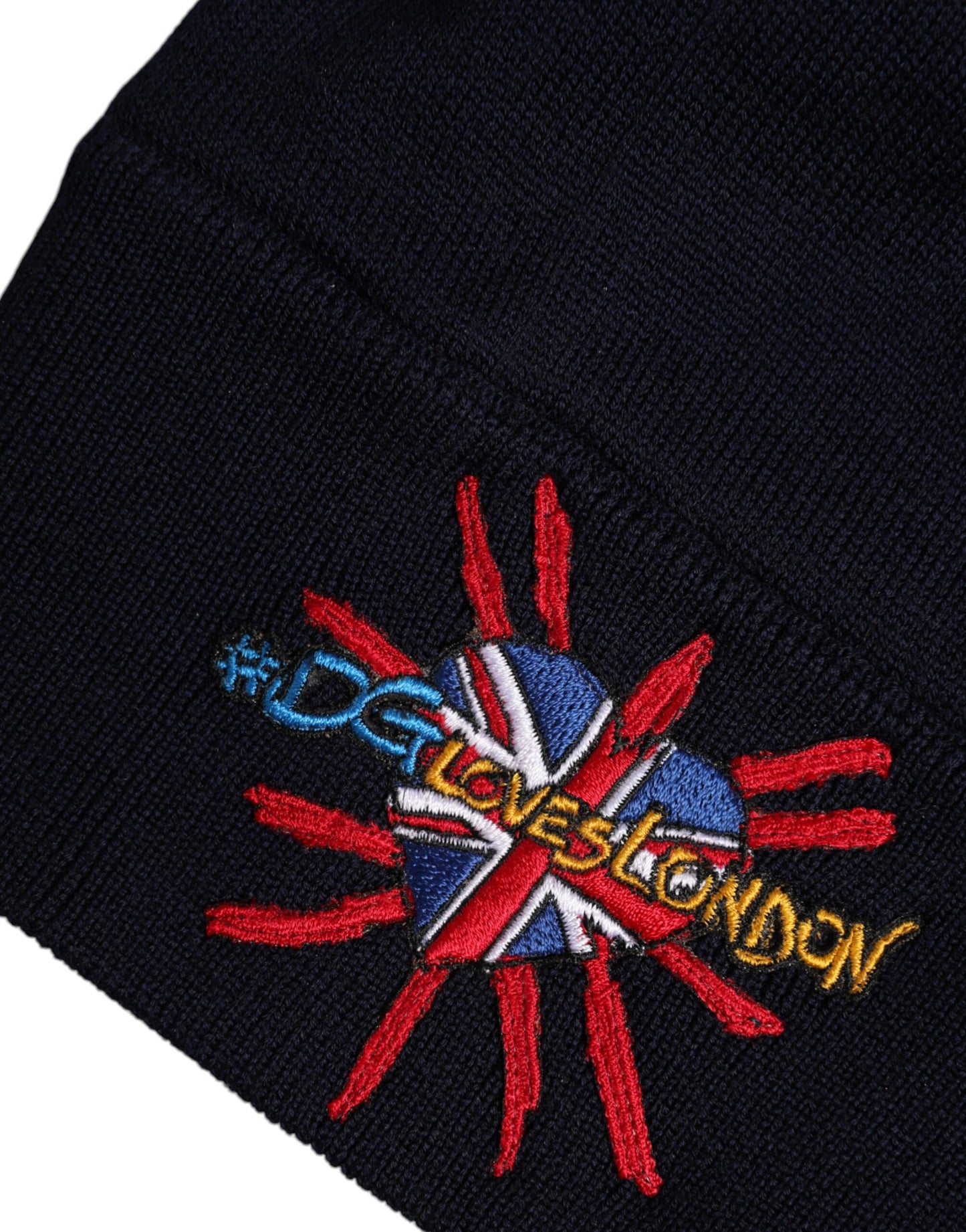 Black Wool #DGLovesLondon Winter Beanie Hat