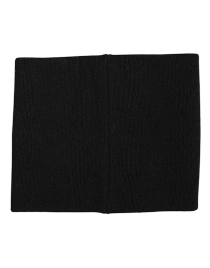 Black White Logo Print Knitted Neck Warmer Scarf