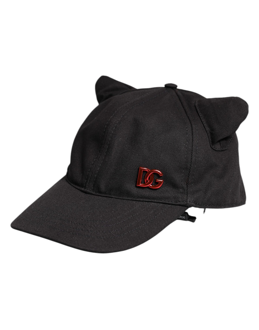 Black Cotton Logo Patch 6 Panels Baseball Cap