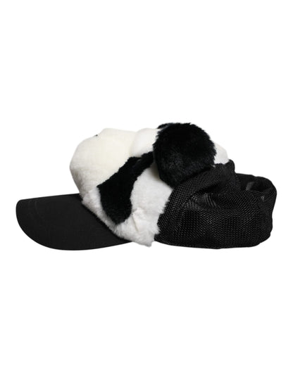 Black White Panda Fur Women Baseball Cap