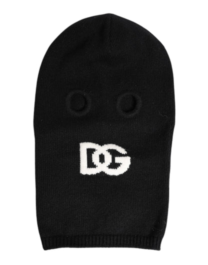Black Cashmere Knitted Ski Mask Balaclava Hat