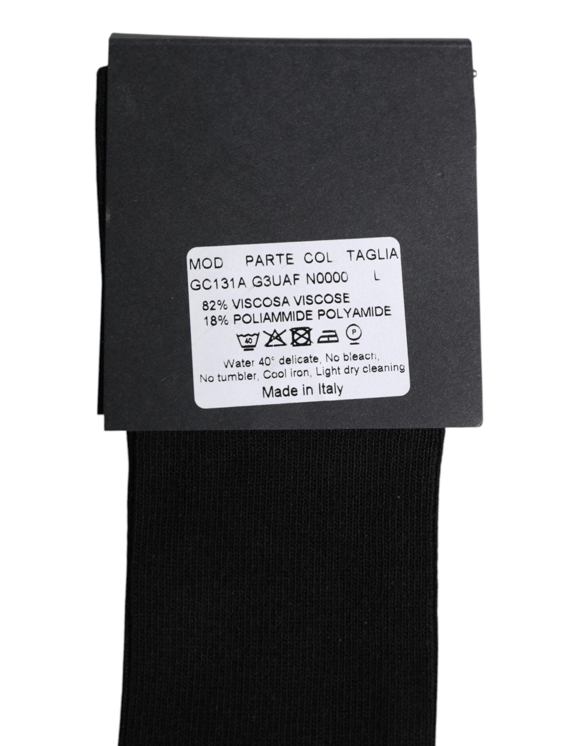 Black Viscose Logo Over The Calf Socks