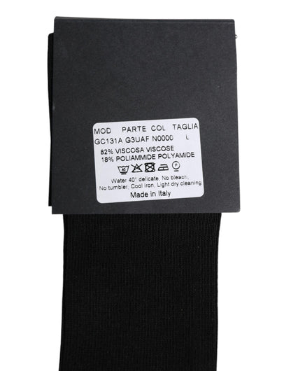 Black Viscose Logo Over The Calf Socks