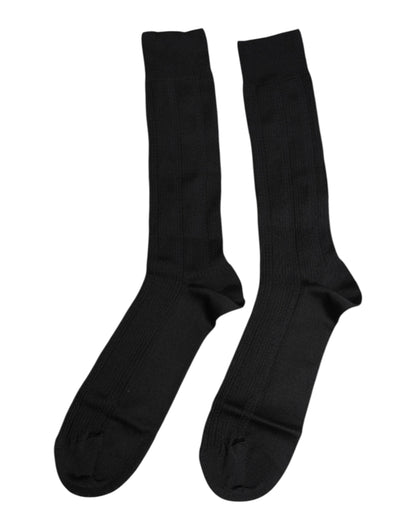 Black Stretch Logo Mid Calf Men Socks