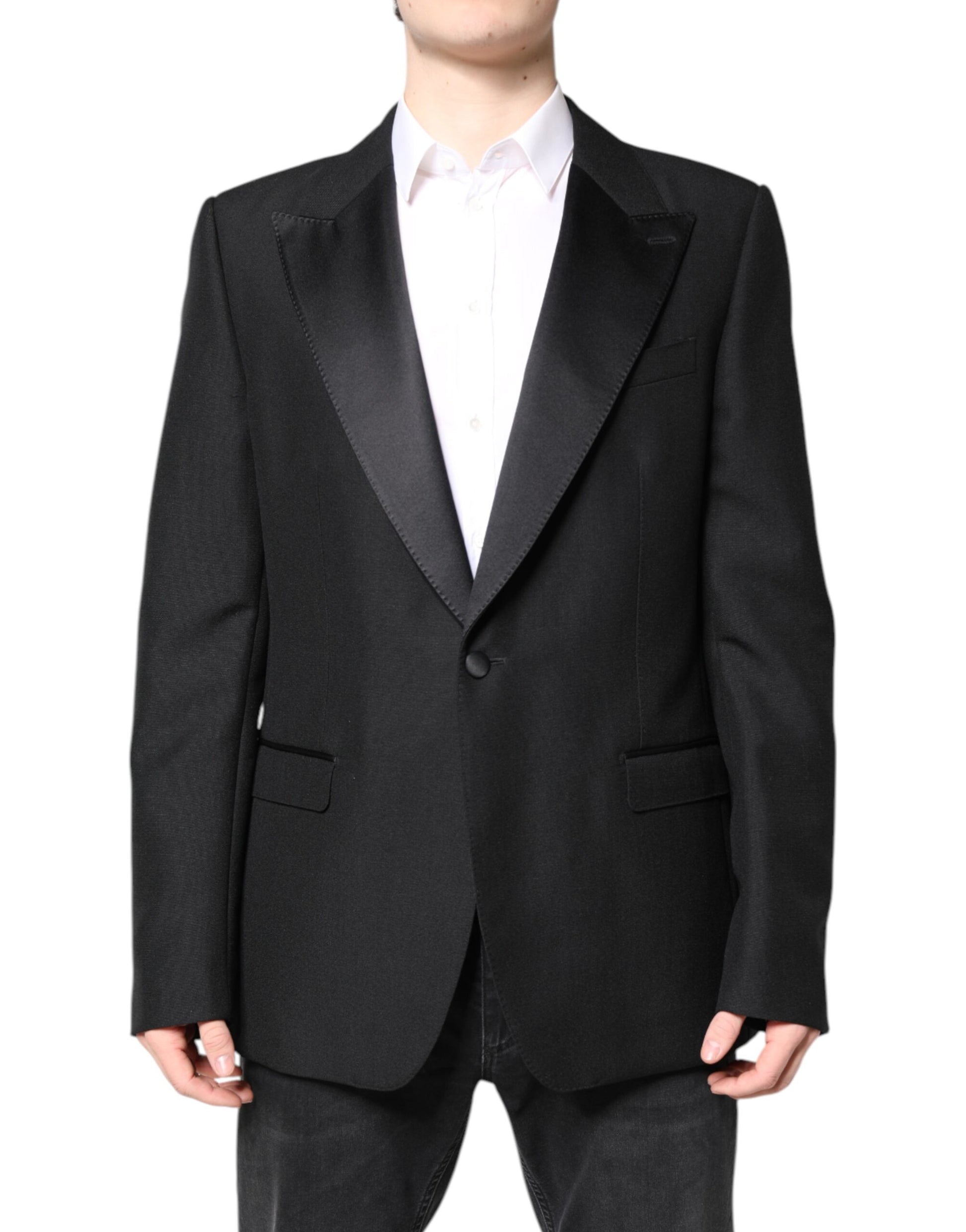 Black Wool Single Breasted Coat Blazer