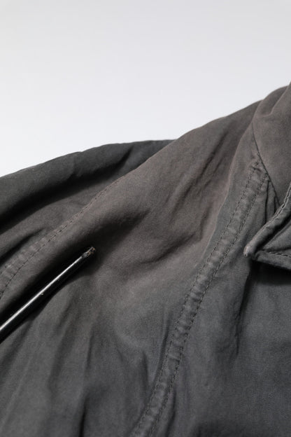 Black Solid Cotton Collared Coat Jacket