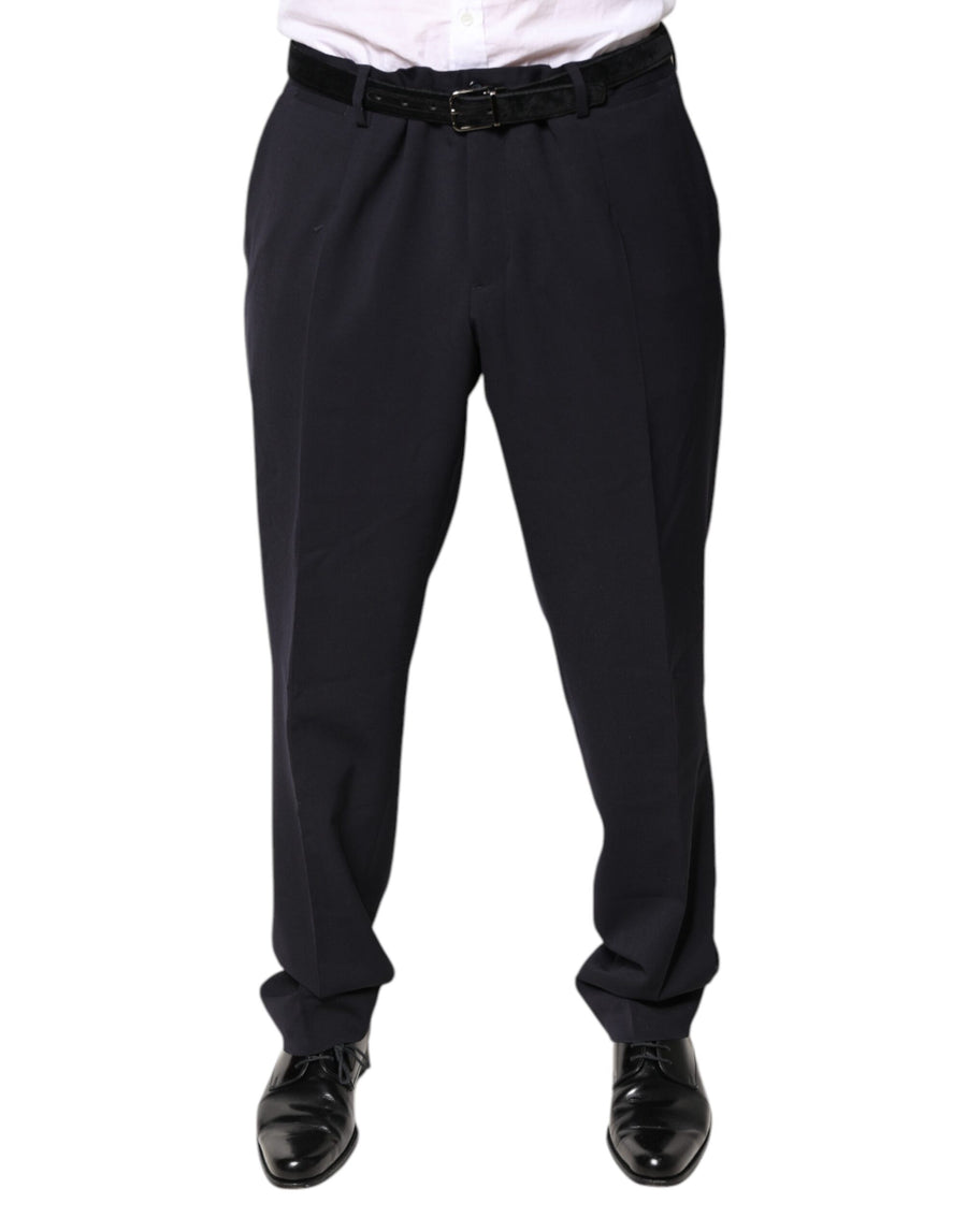 Black Wool Mid Waist Dress Pants