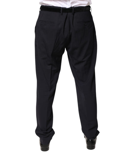 Black Wool Mid Waist Dress Pants