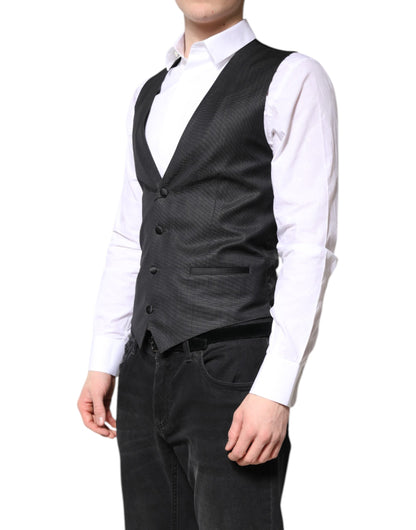 Black Wool Waistcoat Dress Formal Vest