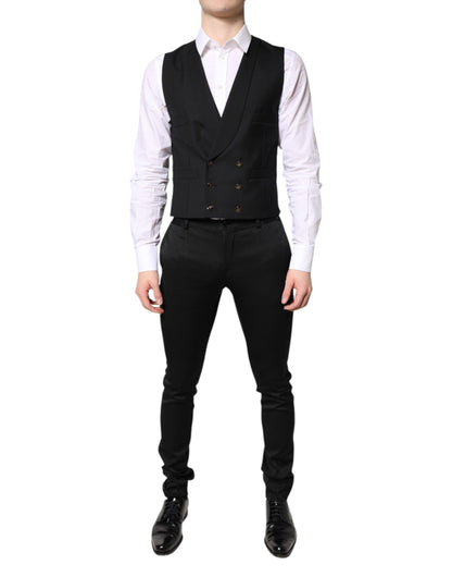 Black Single Breasted Formal Blazer with Vest